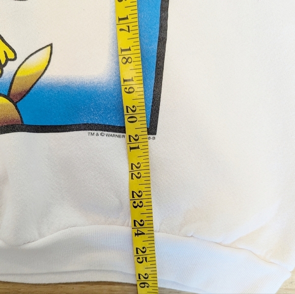 Vintage 90s Big Face Tweety Bird Crewneck Sweatshirt Portrait - Picture 7 of 9